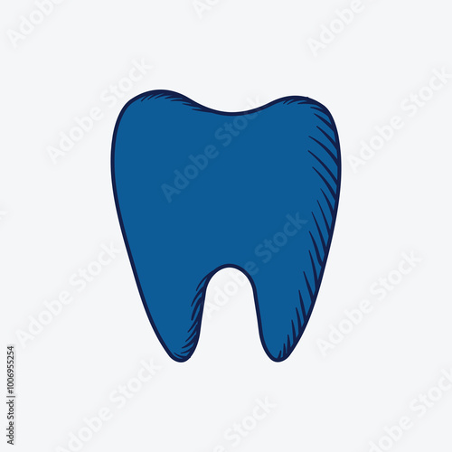Vintage Blue Tooth Dental Dentist Doctor Clinic Illustration Design