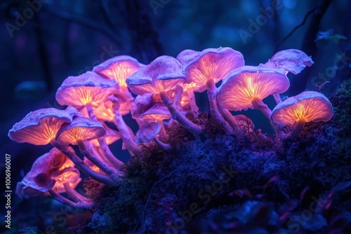 Mesmerizing Luminescent Mushrooms in Ethereal Glow