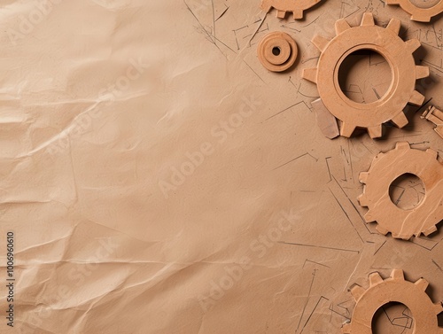 Vintage wallpaper with antique blueprints of machinery and structures industrial vibe photo