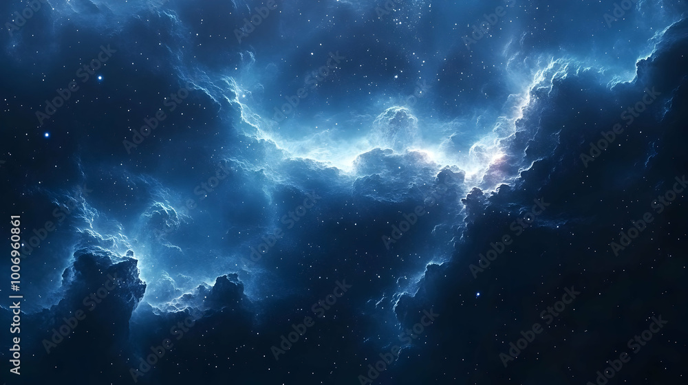Blue Nebula with Stars - Abstract Background Image Blue Nebula with Stars - Abstract Background Image