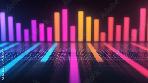 colorful music bars, volume on black background, Sound wave line illustration Abstract background