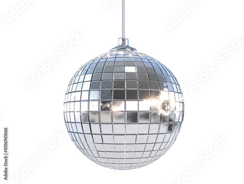 a silver disco ball with a white background