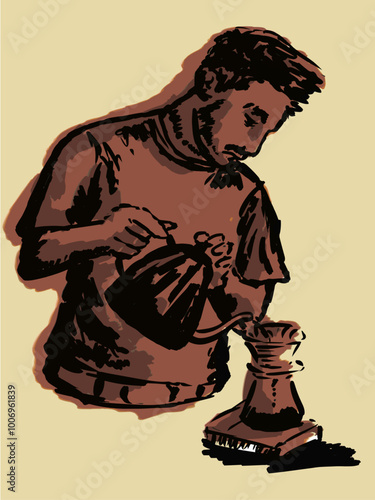 barista illustration vector