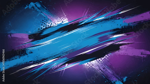 Energetic Blue and Purple Brush Texture Halftone Effect Grunge Background for Bold Sports Banner or Poster Design with Edgy and Dynamic Vibe
