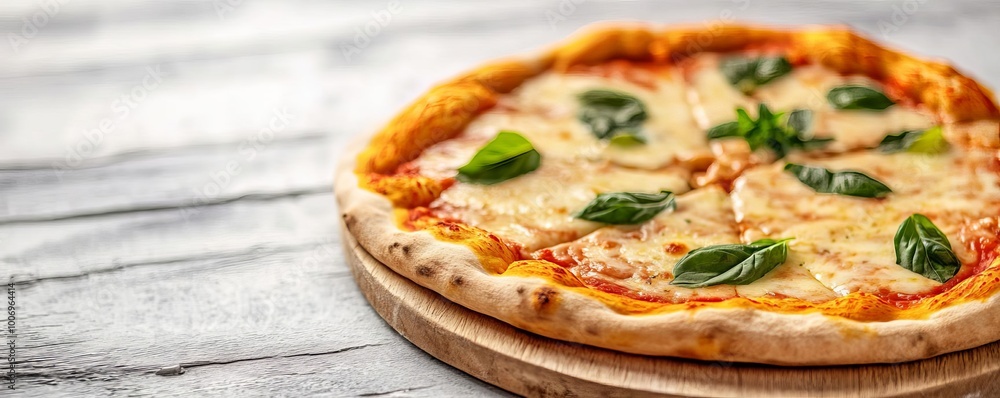 Fresh herbs on margarita pizza, cheese melted perfectly Fresh herbs on margarita pizza, cheese melted perfectly