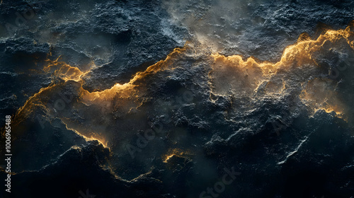 Abstract Dark Background with Gold Veins - 3D Illustration