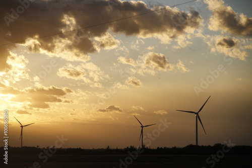 Wind turbines in the sunset on the prairies