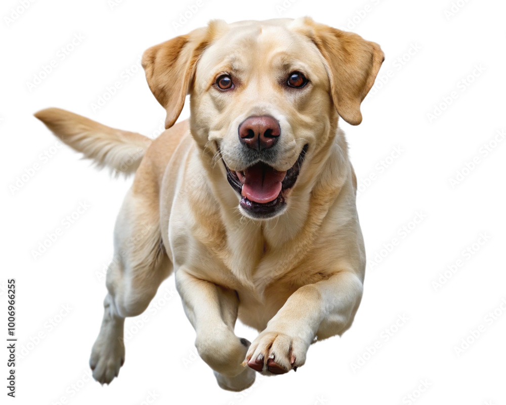 Young happy Labrador retriever dog running, isolated on white. Young happy Labrador retriever dog running, isolated on white.