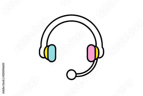 Brightly Colored Headset Icon Vector Illustration Ideal for Music Themes
