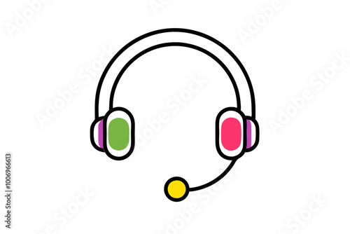 Vibrant Vector Illustration of a Colorful Headset Icon for Creative Designs 