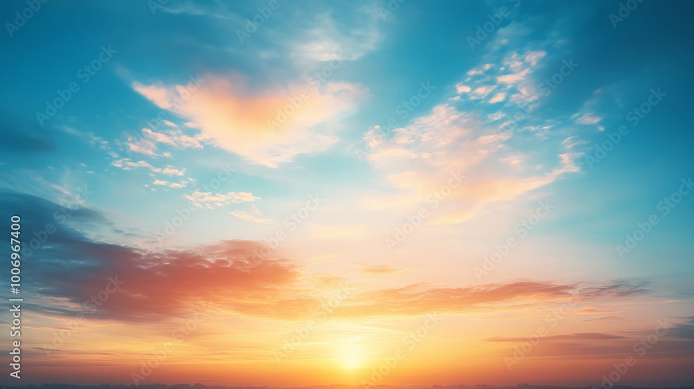 Obraz premium Majestic Sunset Over the Horizon: A Captivating Natural Masterpiece