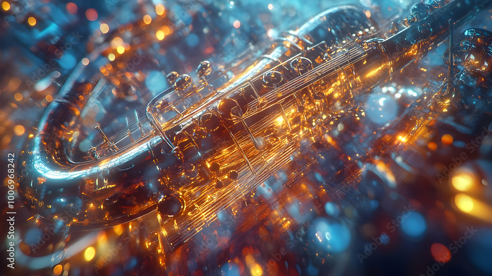 Golden Saxophone with Abstract Background Illustration Golden Saxophone with Abstract Background Illustration