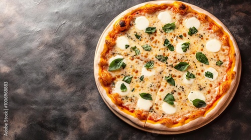 Italian-style margarita pizza with fresh herbs