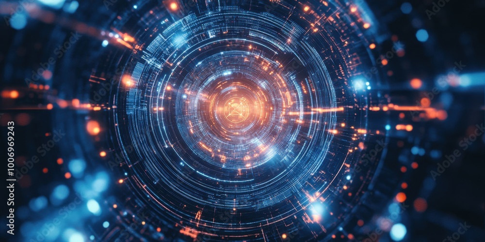 a circular image of a blue and orange light a circular image of a blue and orange light