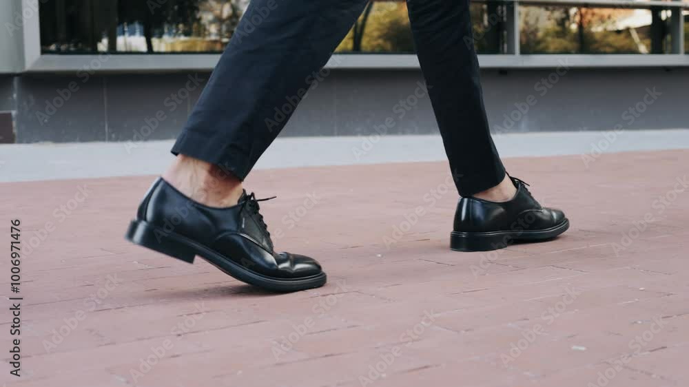 Man businessman boss walking near his office center in a dark business suit, Experienced CEO entrepreneur in modern office district Man businessman boss walking near his office center in a dark business suit, Experienced CEO entrepreneur in modern office district