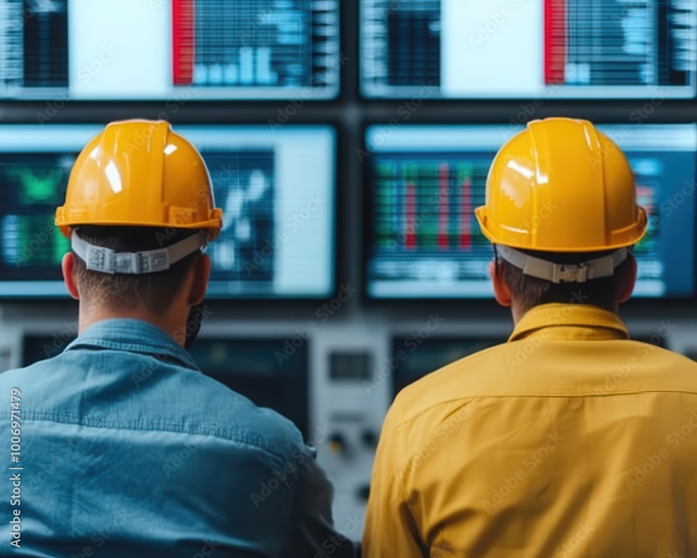 Engineers discussing cost overruns in a high-tech control room with economic models on screens, budget control, project economics Engineers discussing cost overruns in a high-tech control room with economic models on screens, budget control, project economics