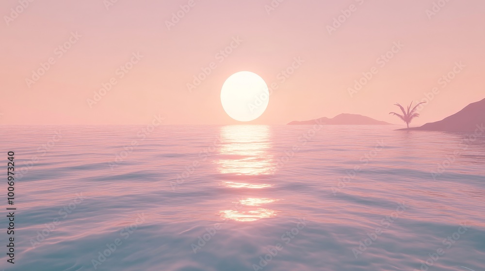 Serene Sunset Over Tranquil Ocean Horizon Serene Sunset Over Tranquil Ocean Horizon