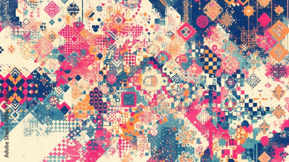 Fototapeta premium Colorful Abstract Pattern with Geometric Shapes