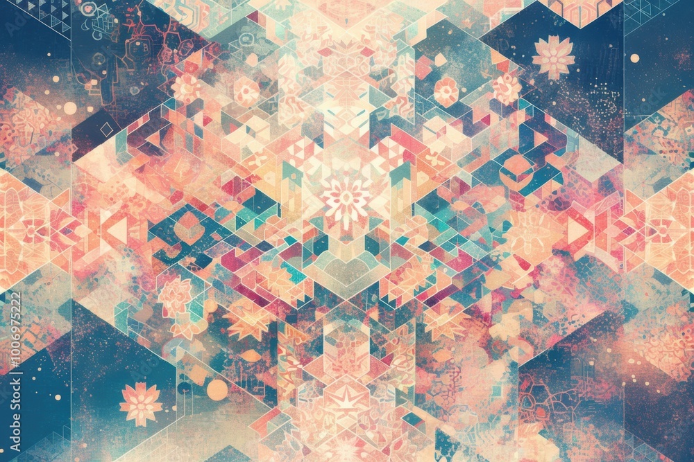 Abstract Geometric Pattern with Soft Colors and Shapes Abstract Geometric Pattern with Soft Colors and Shapes