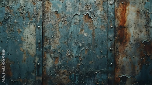 Rustic Peeling Paint Blue Metal Background