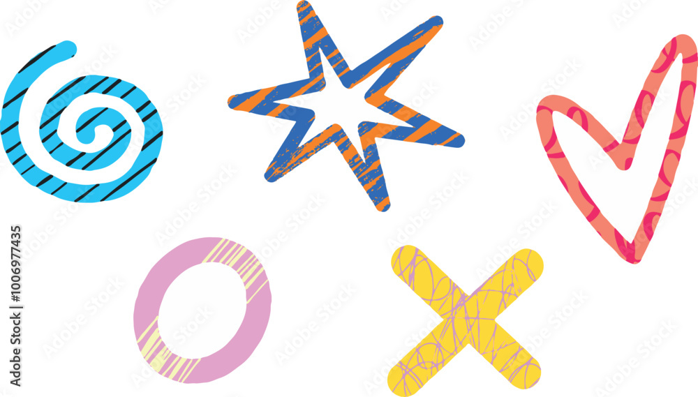 set of abstract drawn elements with patterns set of abstract drawn elements with patterns