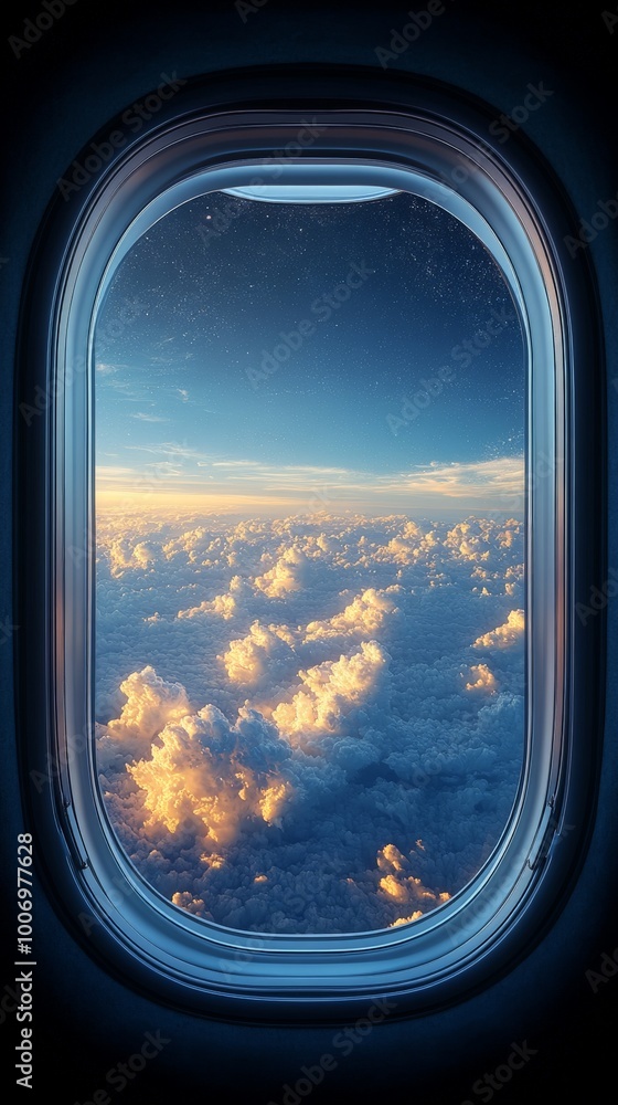 an airplane window looking out on the blue sky an airplane window looking out on the blue sky