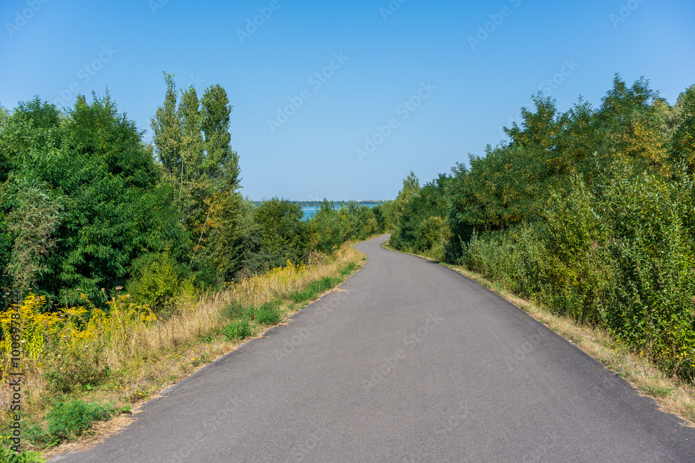 The cycle path around Lake Störmthal near Leipzig The cycle path around Lake Störmthal near Leipzig