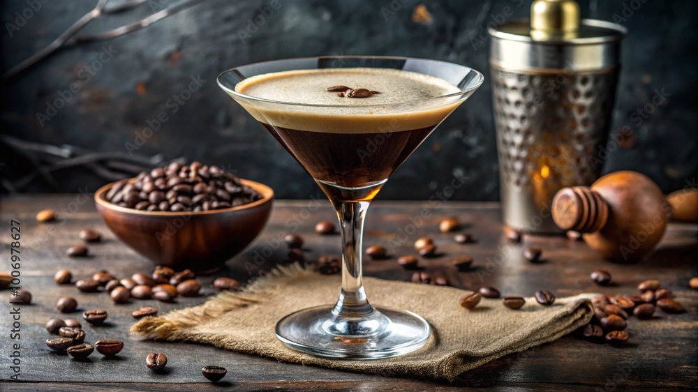 Classic espresso martini with rich coffee flavor, elegant evening cocktail. Classic espresso martini with rich coffee flavor, elegant evening cocktail.