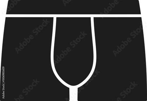 Black male boxer briefs icon. Men's boxer shorts. Silhouette male underwear. Vector. Flat design.