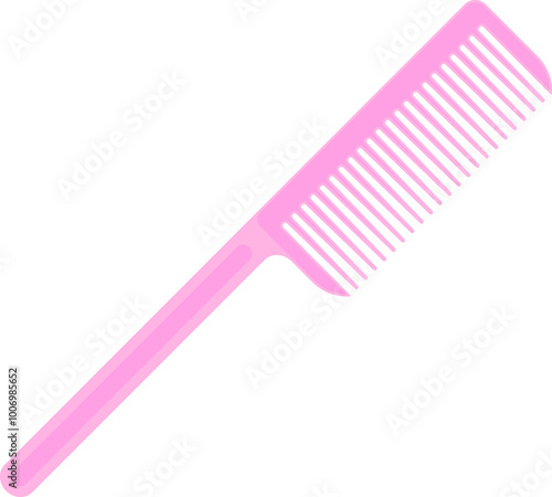 Pink comb icon. Plastic pink hairbrush. Vector illustration.