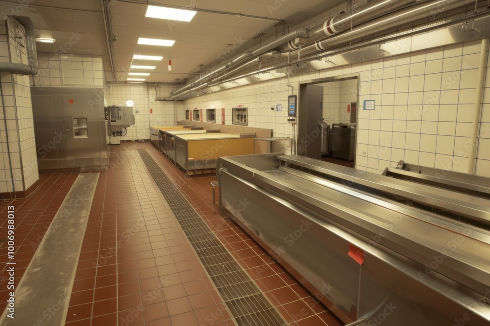 Obraz premium Milk processing plant flow pasteurization units for milk safety