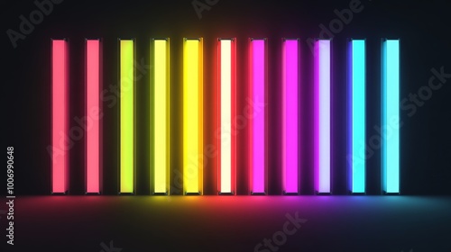 Vibrant Neon Lights - Colorful LED Bars Glowing in the Dark