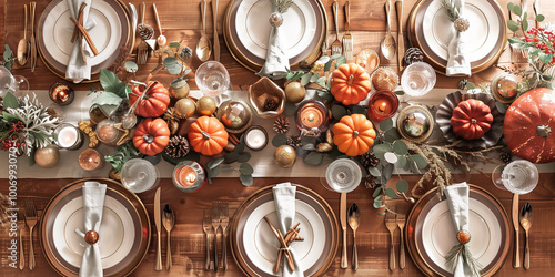 Fancy tablescape for thanksgiving day celebration.