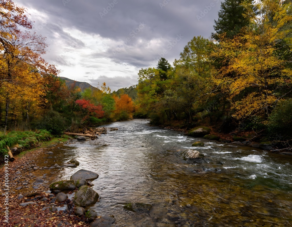 wide angled shot of mountain river in autumn wide angled shot of mountain river in autumn