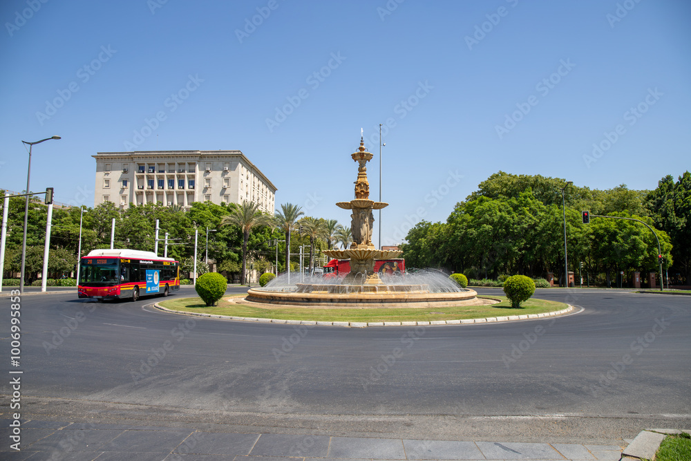 Fototapeta premium Fountain and roundabout in Seville