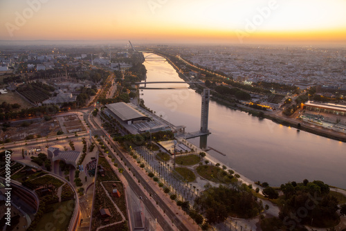 View on the river in Seville at Night