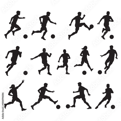 Silhouettes of Indoor Soccer Players