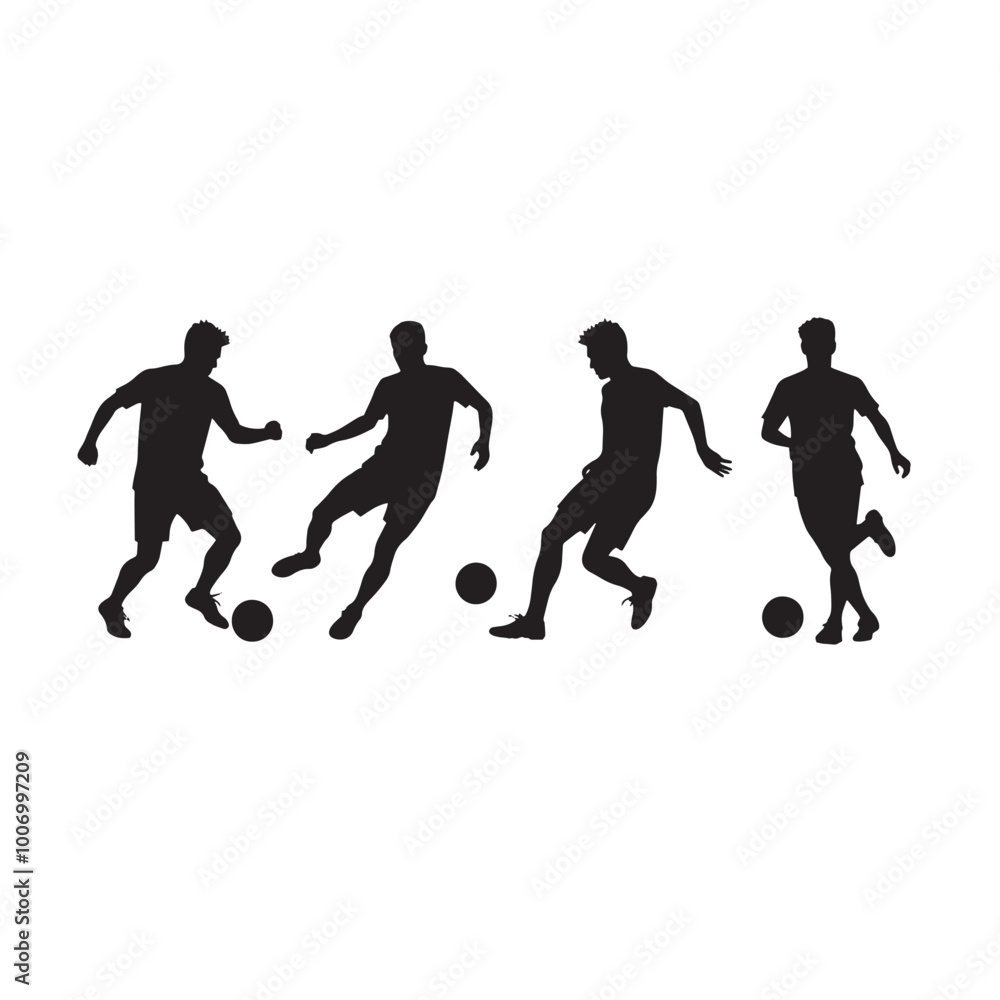 Silhouettes of Indoor Soccer Players Silhouettes of Indoor Soccer Players