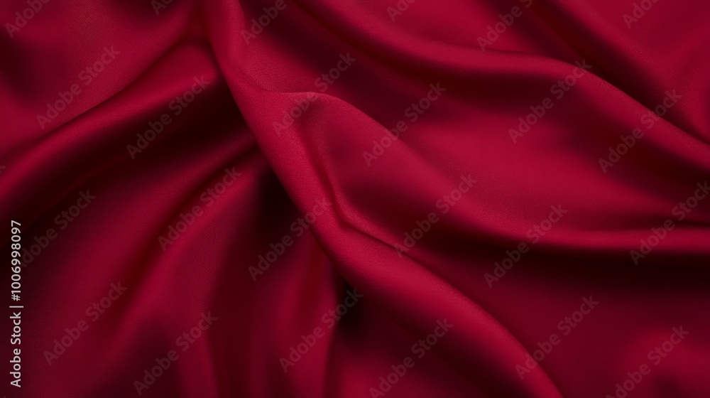 Soft waves of crimson satin showcase their rich texture and opulence, catching light to emphasize the fabric's luxurious quality, offering ample space for design elements Soft waves of crimson satin showcase their rich texture and opulence, catching light to emphasize the fabric's luxurious quality, offering ample space for design elements