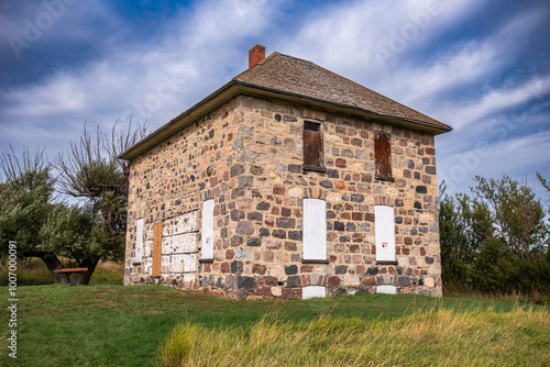 Old stone homestead in the countryside 