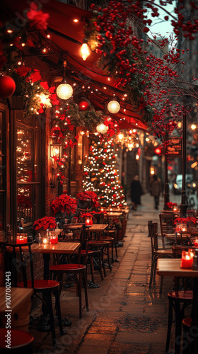A cozy cafe interior adorne...