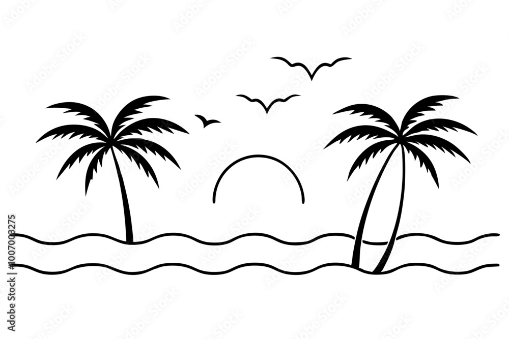 Vector Illustration of a Peaceful Sunset Embracing the Horizon
Vector Illustration of a Peaceful Sunset Embracing the Horizon