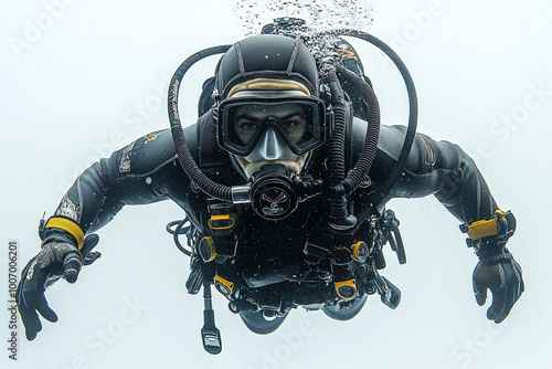 Diving On White Background