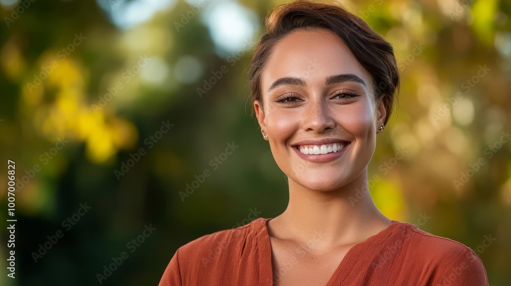 Portrait of a smiling transgender woman, soft natural lighting, outdoor setting, concept of authenticity and beauty Portrait of a smiling transgender woman, soft natural lighting, outdoor setting, concept of authenticity and beauty