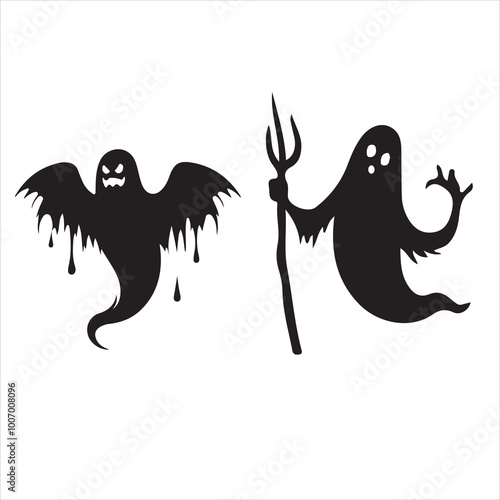 Halloween vector, and Jack-o'-lantern, Ghost, Bat, Black Cat, Spider Web, Witch Hat, Moon and Stars, Skeleton, Vampire, Zombie