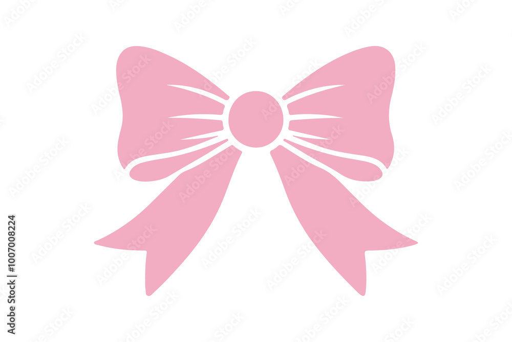Pink bow. Doodle vector illustration. Simple hand drawn icon on white for design Pink bow. Doodle vector illustration. Simple hand drawn icon on white for design