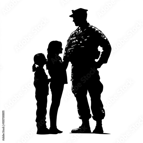 Military Family Silhouette,...