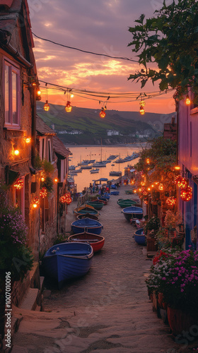 picturesque harbor in Cornw...