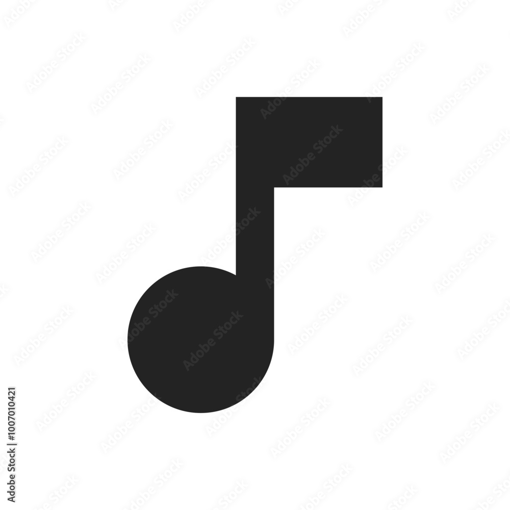 Music melody note black isolated illustration as an audio key symbol for UI. Vector icon in flat style Music melody note black isolated illustration as an audio key symbol for UI. Vector icon in flat style