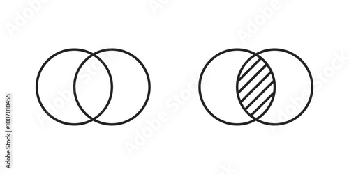 2 overlapping circles abstract modern isolated lined geometric illustration. Vector icon in flat style